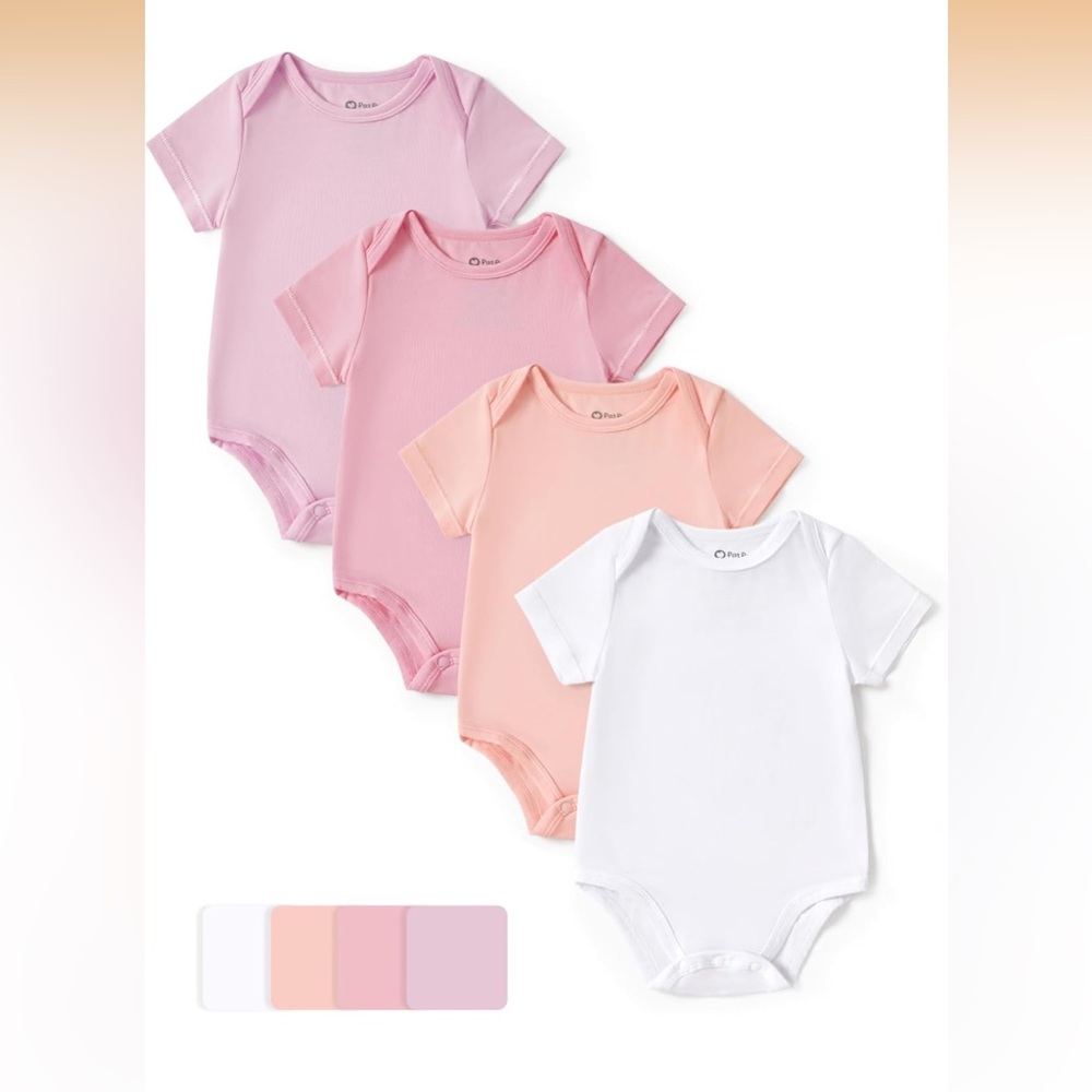 ••NEW PATPAT Baby Bodysuits Short Sleeve Newborn Infant Unisex 4 Pack 0-3 MONTHS